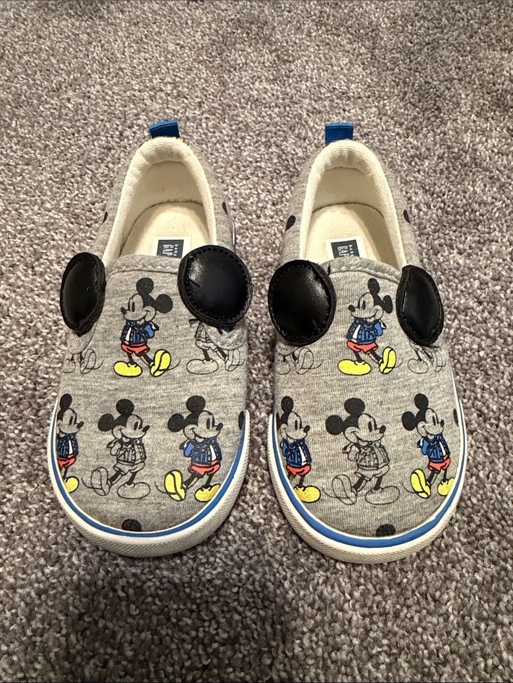 Toddler Mickey Mouse Slip-On Shoes with Black Ear Accents